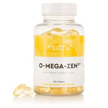 Nutru O-Mega-Zen3 비건 오메가 3 보충제 - 400 mg 필수 지방산 - 카라기난 없음 - 프리미엄 조류 기반 어유 대체 보충제 - 120 소프트젤