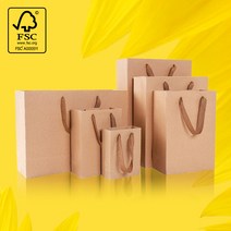 두껍고 튼튼한 수제 종이쇼핑백 크라프트, 50장, C-F30