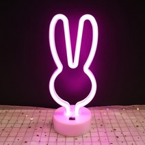 토끼 네온사인 무드등, 핑크