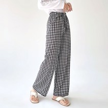 데일리 포인트 패턴 밴딩 와이드 팬츠 통바지