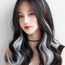 루즈루나 옴브레 웨이브 컬러피스 43cm 롱헤어 연예인머리스타일 브릿지 붙임머리 피스 부분가발 헤어피스 4피스 1세트, 그레이