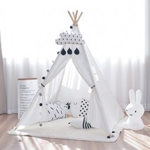 준스브로 캔버스 거실 실내 난방 방한 텐트 화이트 아이방 키즈 캠핑 느낌 120x120cm