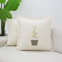 에이미 쿠션커버 및 방석커버 코튼 자수 국내제작상품, 아이보리(쿠션솜포함)