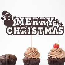 페이퍼 레터링 메리크리스마스 토퍼 - 눈사람 산타