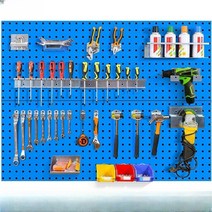 벽걸이 공구 타공판 철제 툴행거 나사 공장 작업장, 옐로우 1510x450cm