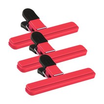 (3개입) 대왕 밀봉집게 클립 봉지 과자집게, 레드 3개입, 3개