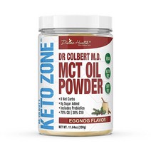 Divine Health Dr. Colberts Keto Zone MCT 오일 파우더 에그노그 맛 70％ C8 30％ C10 케토시스에 대한 천연 케토 승인 0 순탄수화물 글루텐 프리 30 일 분량 330 g, 11.64 Ounce [Pack of 1]