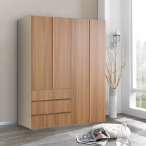 솜씨방가구 로즈모던 1600옷장세트 서랍옷장1+긴문장1, 내추럴, 01_2 로즈모던 서랍옷장+이불장