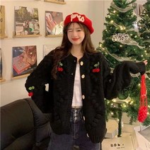 꽃무늬 꽃자수 가디건 뜨개가디건 카디건 여성 뜨개질 따뜻한 패션 스타일 여학생 모든 경기 간단한 느슨한 streetwear 봄 레저 복고풍 겉옷