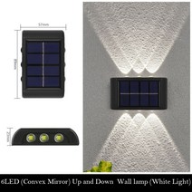 태양광 led 벽 조명 현대 외부 벽 sconce 램프 야외 정원 코티지 발코니 컨트리 하우스 테라스 장식, 6 led 백색광, 1개