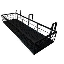 모칸도 베란다 화분걸이 난간 화분걸이대 (고층 직각형 80x20cm) 난간용 고리 3개, 01.화분걸이대(직각형)80x20_블랙