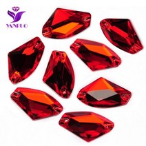 YANRUO-3256 은하계 크리스탈 유리 플랫 백 라인석 바느질 납유리 AAAAA 스톤 드레스 장식, 9x14mm 96Pcs, Light Siam