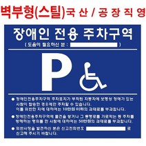 국산 라인케어 스틸 장애인 주차장 표지판 전용 주차구역 안내판 대형 벽부착 벽부형 상가 건물 관공서 마트 아파트 지하 철판