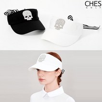 [체스골프-당일출고 ] 미우 퍼포먼스 해골 여성골프 리본 썬캡, 화이트, FREE