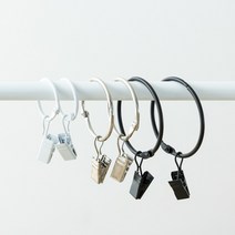 할메이드 커튼 압축봉 링 고리 걸이 오픈형 링집게 4P, 대(50mm) 블랙 5P