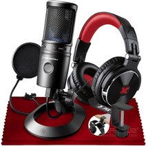 Audio-Technica Cardioid Condenser USB Microphone (AT2020USB-X) w/Built-in Headphone Jack 24-bit/9, 한개옵션0