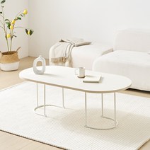 [무료배송-오늘출발] 국내생산 조립식 라떼 쇼파 거실테이블 800/1200 타원형 (3color) 좌탁 좌식테이블 원형테이블 타원형테이블 티테이블, 크림베이지