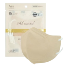 아에르 KF80 어드밴스드 대형 마스크 새부리형 30매입 화이트 블랙 그레이, 소형(S) - 베이지