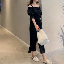 [생활/소품/최저가]_스타일리쉬한 느낌 와이드팬츠 오프숄더 점프수트 여름휴가룩 바캉스룩_44187EA