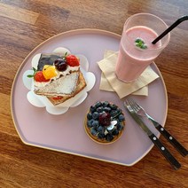 반달쟁반 논슬립 트레이 파스텔 칼라 홈카페 빵 커피 반원쟁반 칠기 쟁반 제작, 인디고핑크