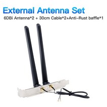 인텔 AX200 와이파이 6 무선 카드 블루투스 5.1 M. 2 A + E 키 M NVMe SSD 포트 네트워크 WLAN 어댑터 3000, [02] External Antenna