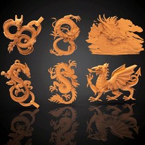공구용 목공 파일 야스리 비트 6pcs STL 파일 형식의 드래곤 3d 모델 릴리프 설정 CNC 라우터의 stl Artcam, 한개옵션0