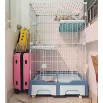 고양이 케이지 하우스 냥이 대형 집 켄넬 철제 사육장, 단층블루고양이용 2종세트작은