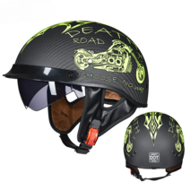 탄소섬유 하이바 경량 소두 오픈페이스 클래식 바이크 헬멧, 카본-바이크(형광)