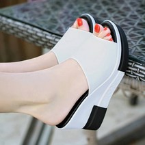 여성 통굽 슬리퍼 여름 발편한 웨지힐 키높이 샌들 9cm