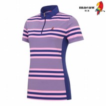 [마코 SALE] (여성)배색스트라이프패턴반집업반팔 티셔츠_MJW2TH01