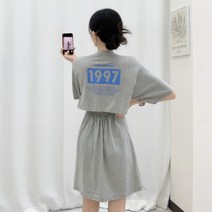 티데일리 여성용 데인저 뒷트임 미니 반팔 원피스