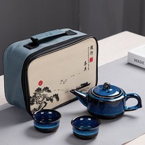 다도세트쿵푸 다기 여행 휴대용 도자기 다기, 한주전자두잔-가방-C2