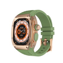애플워치호환일체형스트랩49mm 애플 시계 밴드 울트라 49MM Diy 수정 키트 메탈 베젤 IWatch 49 모드 스테, 22 GrRG_01 49mm ultra