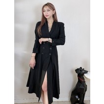 고퀄 찰랑 더블 자켓 벨트 롱 원피스 1Color