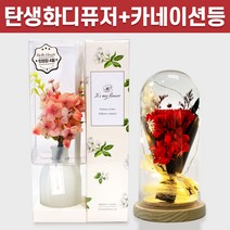 탄생화 디퓨저 선물 세트 4월 탄생화 벚꽃 + 카네이션 무드등 어버이날 부모님 선생님 엄마 장모님 생일 집들이 프리저브드 플라워 결혼 선물 실내 방향제 디퓨져, 아카시아, 레드, 500ml