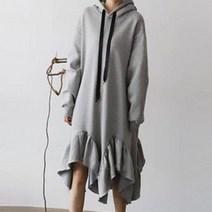 F05107 루즈핏 밑단프릴 후드롱원피스 후드원피스