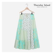 [국내정식매장] 써스데이아일랜드 티셔츠 [Thursday Island] 여성 패턴 믹스 티어드 맥시 스커트(T214MSK233W)