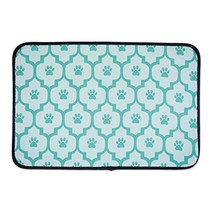 Bone Dry CAMZ36738 DII Microfiber Pet Mat for Food Water Treats 12X18 Ultra-Absorbent & Machine Wash, 1, Lattice Green