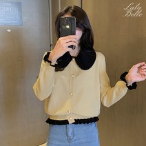 라라벨 여성용 카라 가디건 로블리 캐주얼 카라가디건