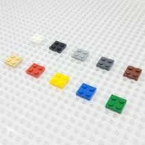 요고요 레고 호환 부품 커스텀 벌크 브릭 블럭 타일 플레이트 100G 소포장 패키지, [플레이트 2 x 2] 파란색 100G