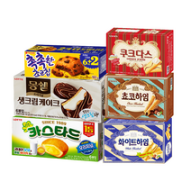 [안녕골목마켓]몽쉘(6입)+카스타드(6입)+촉촉한초코칩(6+2)+쿠크다스(중128g)+쵸코하임(중142g)+화이트하임(중142g), 몽쉘+카스+촉칩+쿠크중+하임중+화이트중