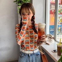 긴팔 티셔츠 트렌드 귀여운 애니메이션 선 스크린 얇은 탑 일본식 만화 미적 튤 패션 여성용 여름 의류