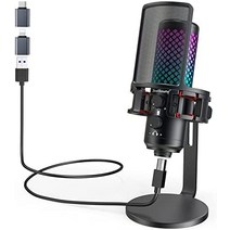 유튜브 방송 마이크 미국 Zeal Sound 게이밍 TYPE C가 포함된 RGB USB 콘덴서 -630595, 한개옵션0