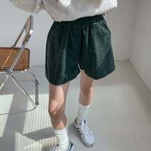 브이와이 여자 와이드핏 골덴반바지 다크컬러 숏팬츠