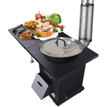 드럼통 농촌 이동식 주물화목난로 고급 바비큐 가정용 스토브 주철 소각, 50cm 범용 휠 + 4m 파이프