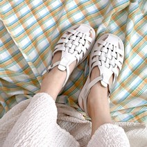 식스에비뉴 격자 스트랩 플랫폼 샌들