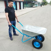 손수레 농사용 일륜차 이륜차 외발 쌍발 농장 수레 공사 현장 리어카 농업 외륜차 일륜 트럭 밀기 모래 흙 정원 쓰레기 건설 온실 건설 트롤리 도구, 파란색 자전거(솔리드 타이어)