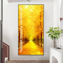 자작나무 그림 생기 달항아리 긴액자 황금 재물운, 3_60 x 120_블랙 프레임