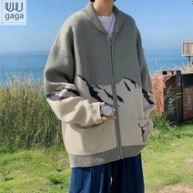유유가가 남자 가디건 점퍼 자카드 루돌프 스웨터