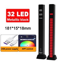 침실 무드등 led RGB 픽업 조명 사운드 제어 LED 라이트 스마트 앱 컬러 리듬 앰비언트 램프 동차 게임 컴퓨터 데스크탑 데코라, 32LED black USB_CHINA